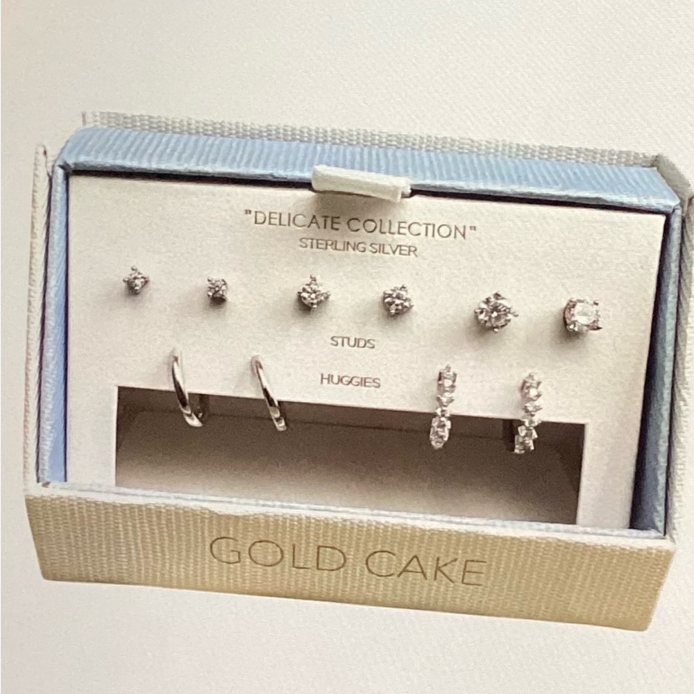 Gold Cake Sterling Silver Earring Set